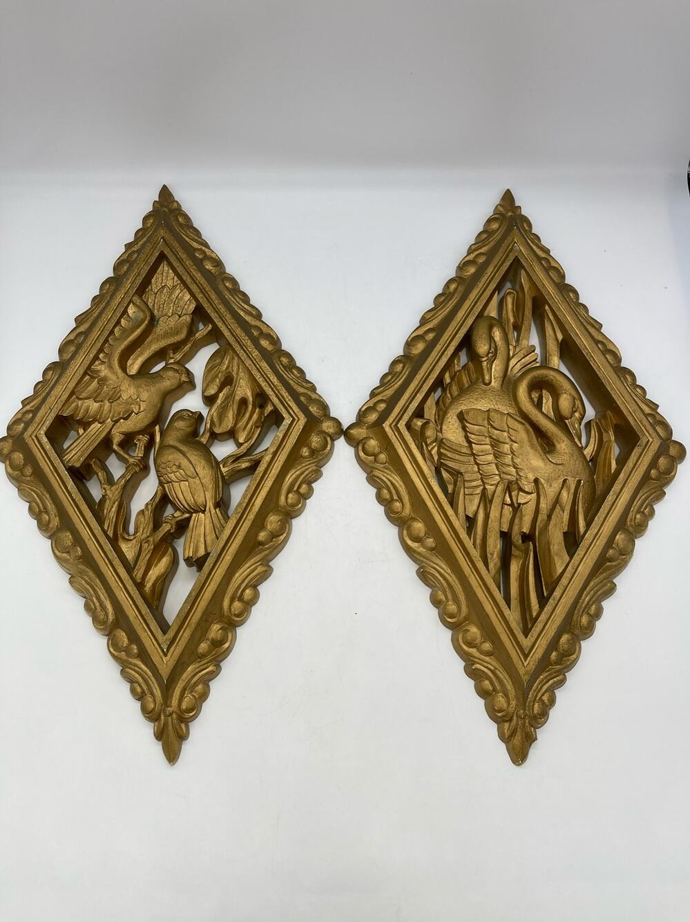 Burwood Bird Plaques Vintage 1973 Set of 2 Diamond Shape